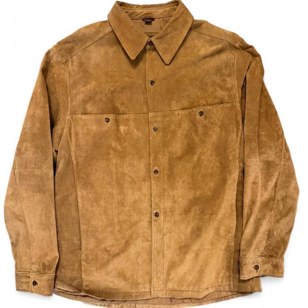 Bernardo Collection Men’s XXL Cognac Suede Leather Shacket Overshirt Jacket